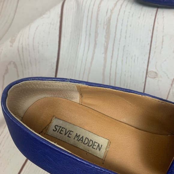 Steve Madden Galia blue leather studded loafers flats 6.5 - Picture 4 of 9